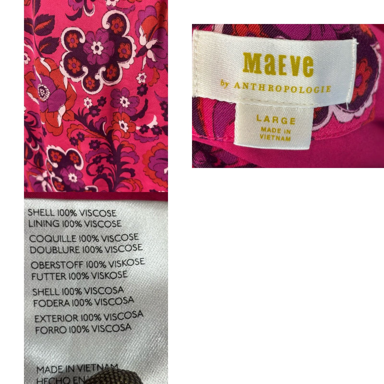 Anthropologie Anthropologie Maeve Floral Faux Wrap Mini Dress Sz Large Pink Long Sleeve Size L / US 10 / IT 46 - 8 Thumbnail