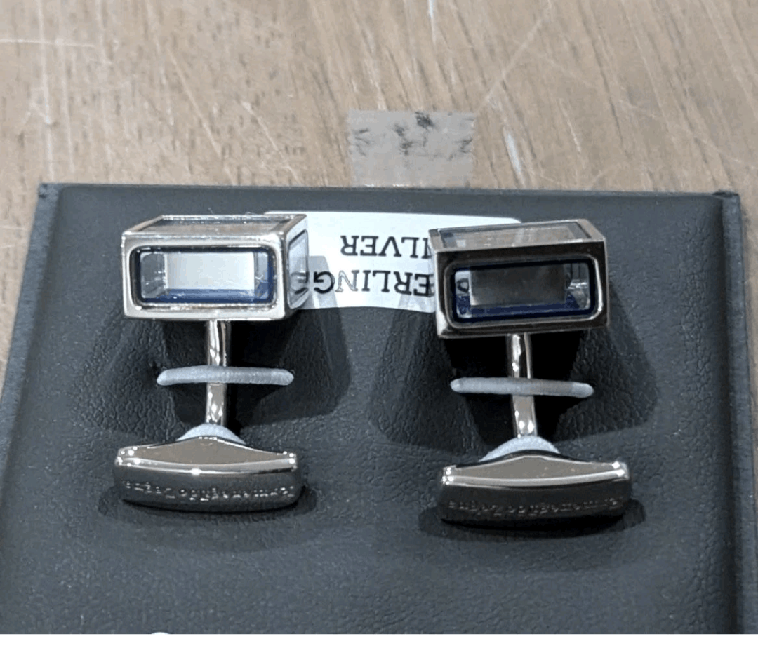 Ermenegildo Zegna Zegna Sterling Silver/Enamel Square Logo Cufflinks Size ONE SIZE - 3 Thumbnail