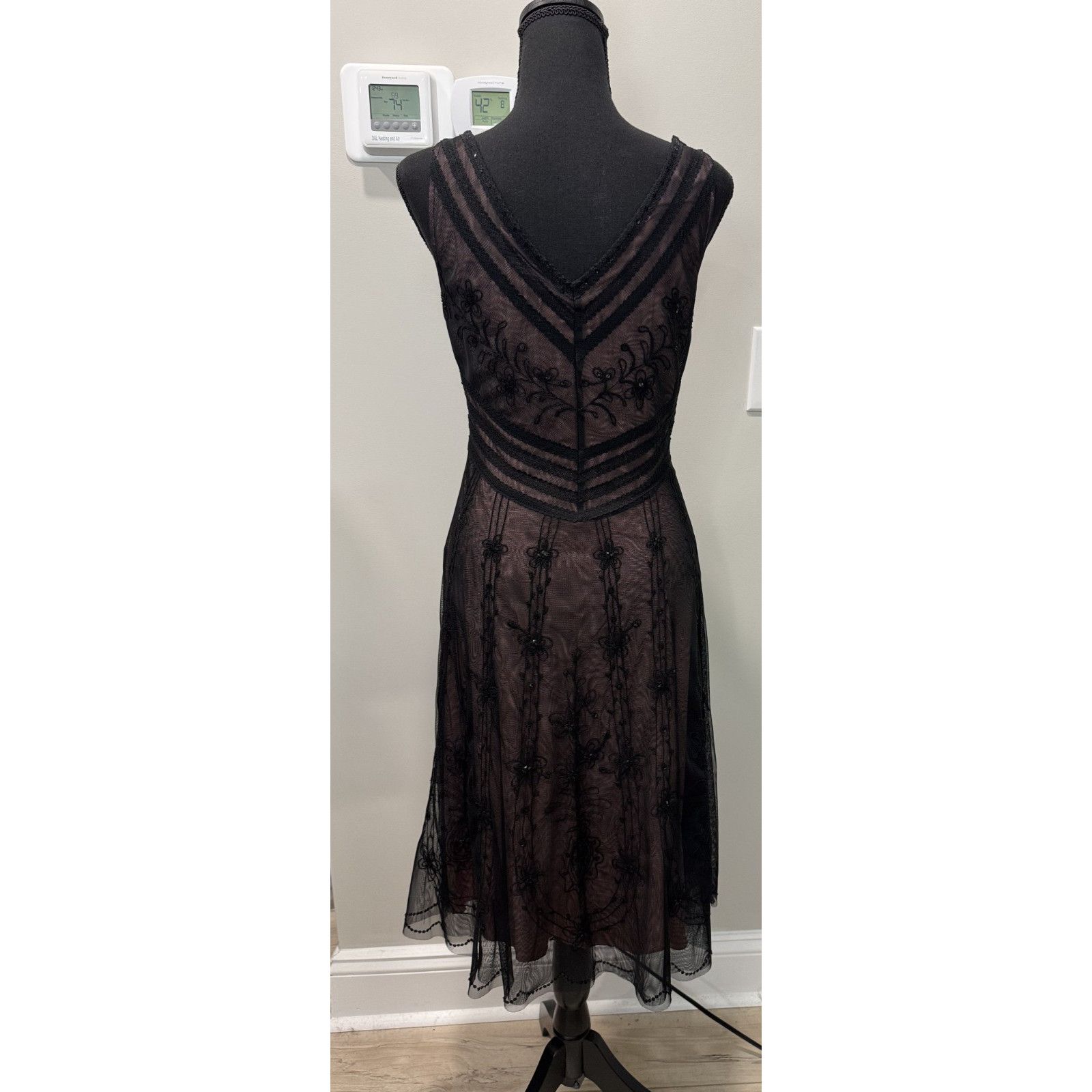 Other BCBG Max Azria Black Embroidered Beaded Sheer Dress Size 4 Size S / US 4 / IT 40 - 2 Thumbnail