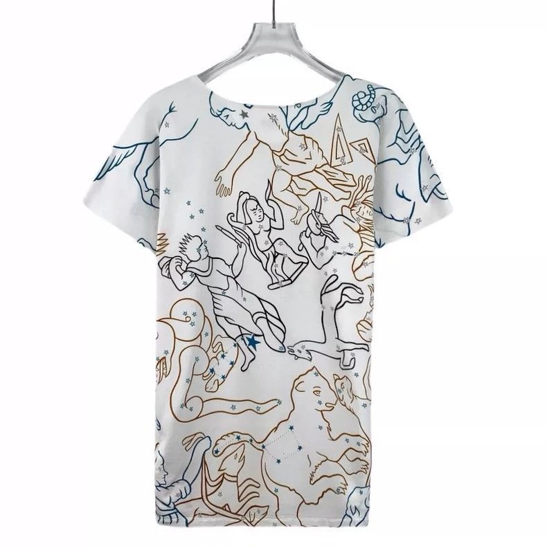 Hermes Hermes White Star Constellation Printed TShirt-2506 Size XS / US 0-2 / IT 36-38 - 2 Thumbnail