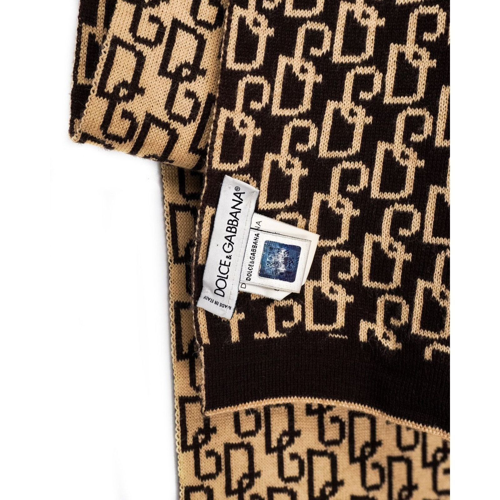 Dolce & Gabbana Dolce Gabbana Brown Monogram DG Logo Wool Scarf Size ONE SIZE - 5 Thumbnail
