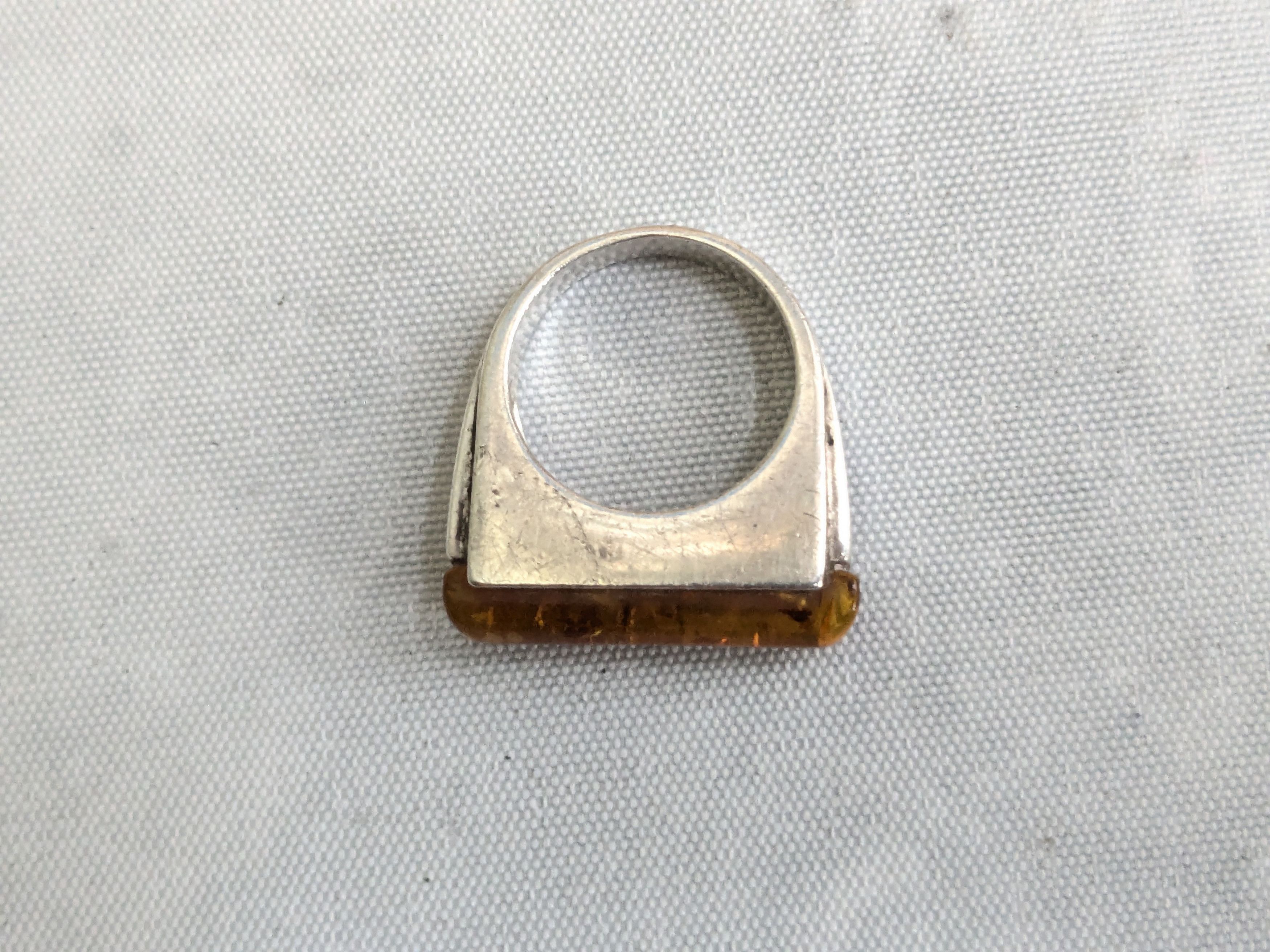 Jewelry Sterling Silver Ring Amber 6.75 Orange Avant Garde Modern Size ONE SIZE - 7 Thumbnail