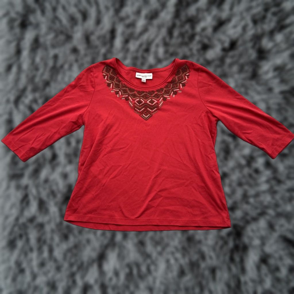 Vintage Rebecca Malone Top Womens PXL Petite Beaded Embellished Boho Romantic Chic Shirt Size XL / US 12-14 / IT 48-50 - 1 Thumbnail