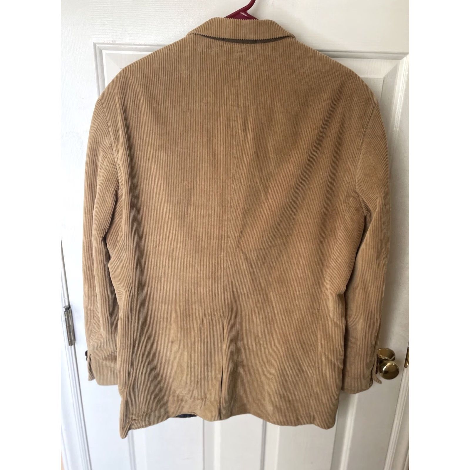 Ralph Lauren VINTAGE Lauren Ralph Lauren Sport Coat Blazer Mens 42R Corduroy Tan Two-Button Notch Lapel Regular Front Solid Beiges Size 42R - 2 Thumbnail