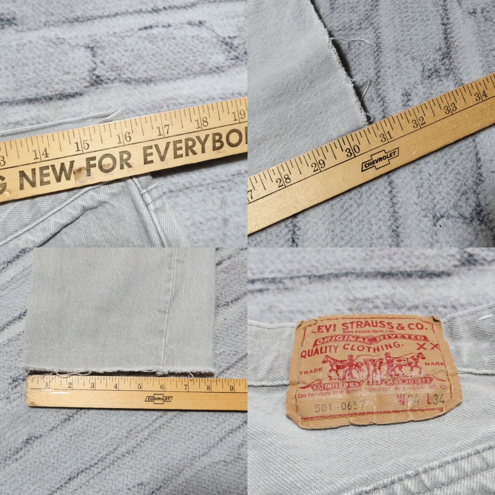Denime VINTAGE Levis 501 Denim Jeans Mens 32 Grey USA Made 90s Size 32x30 1/2 Button Closure Size US 32 / EU 48 - 8 Thumbnail