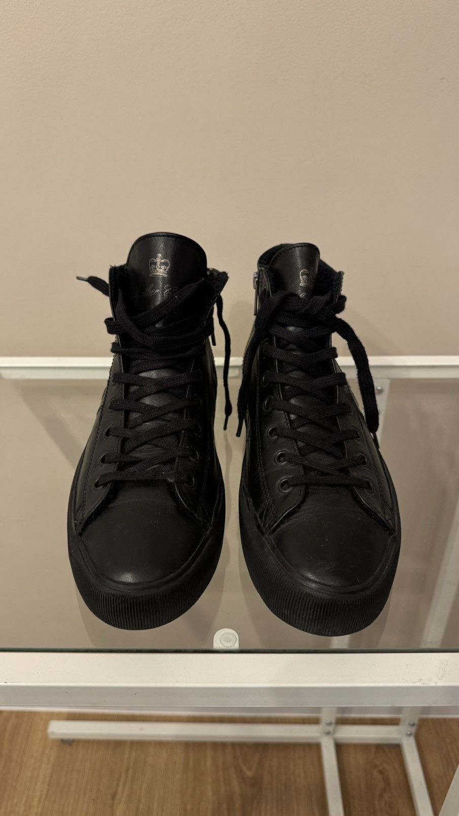 Leather Crown Leather Crown leather sneakers lace up luxury shoes buty Size US 8 / IT 38 - 2 Thumbnail