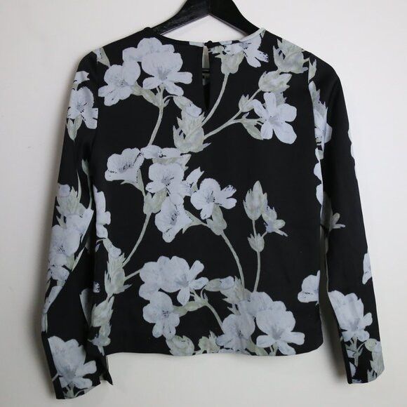 Club Monaco Club Monaco Floral Open Cut Long Sleeve High Neck Blouse Size XS / US 0-2 / IT 36-38 - 6 Thumbnail