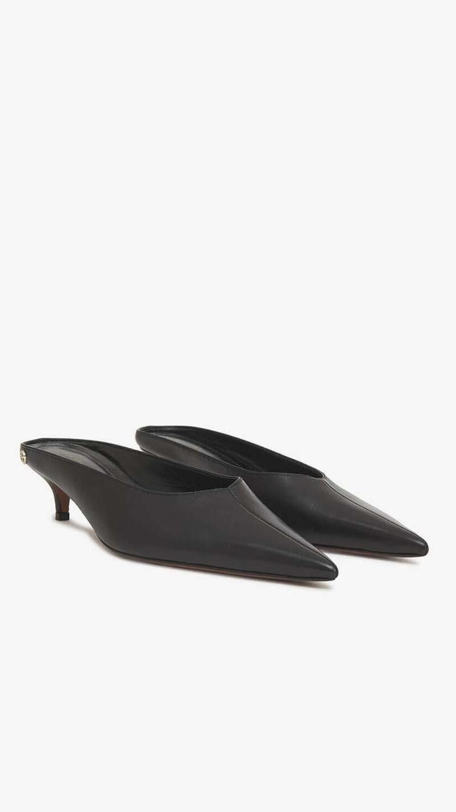 Designer Anine Bing Women 39 Black Rooney Mules Pointed Low Heel Pump Size US 9 / IT 39 - 5 Thumbnail