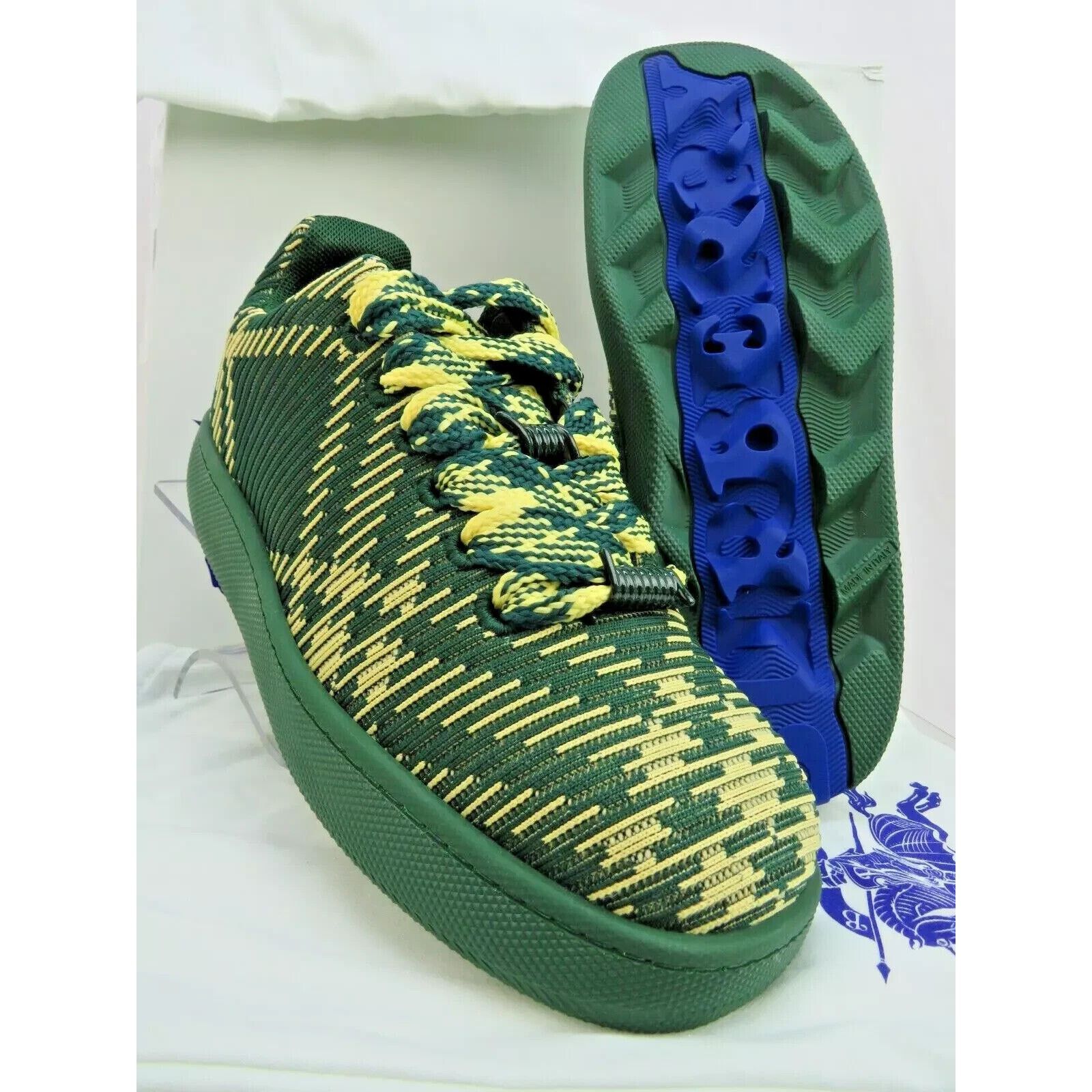 Burberry BURBERRY BOX GREEN CHECK CANVAS LOGO SNEAKERS 11.5 US 44.5 Size US 11.5 / EU 44-45 - 1 Thumbnail