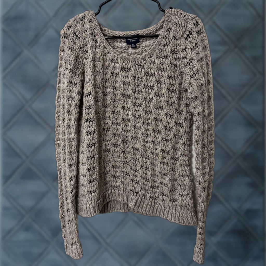 American Eagle Outfitters American Eagle Sweater Beige Hooded Pullover Women Medium Wool Blend Size M / US 6-8 / IT 42-44 - 1 Thumbnail
