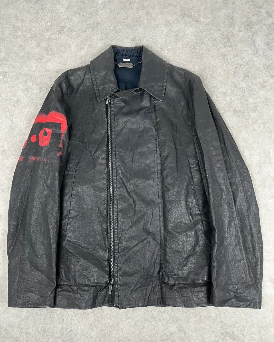 John Galliano 2000s John Galliano Black Waxed Asymmetrical Jacket Size US M / EU 48-50 / 2 - 1 Thumbnail