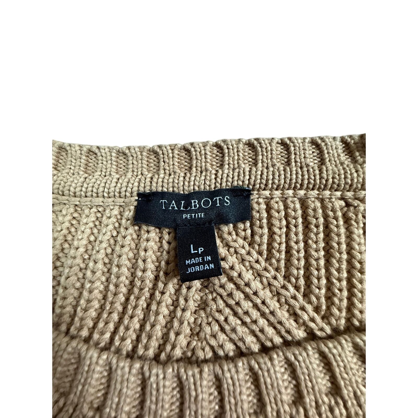 Other Talbots Sweater Women's L Petite Tan Knit Scalloped Pullover Size L / US 10 / IT 46 - 5 Thumbnail