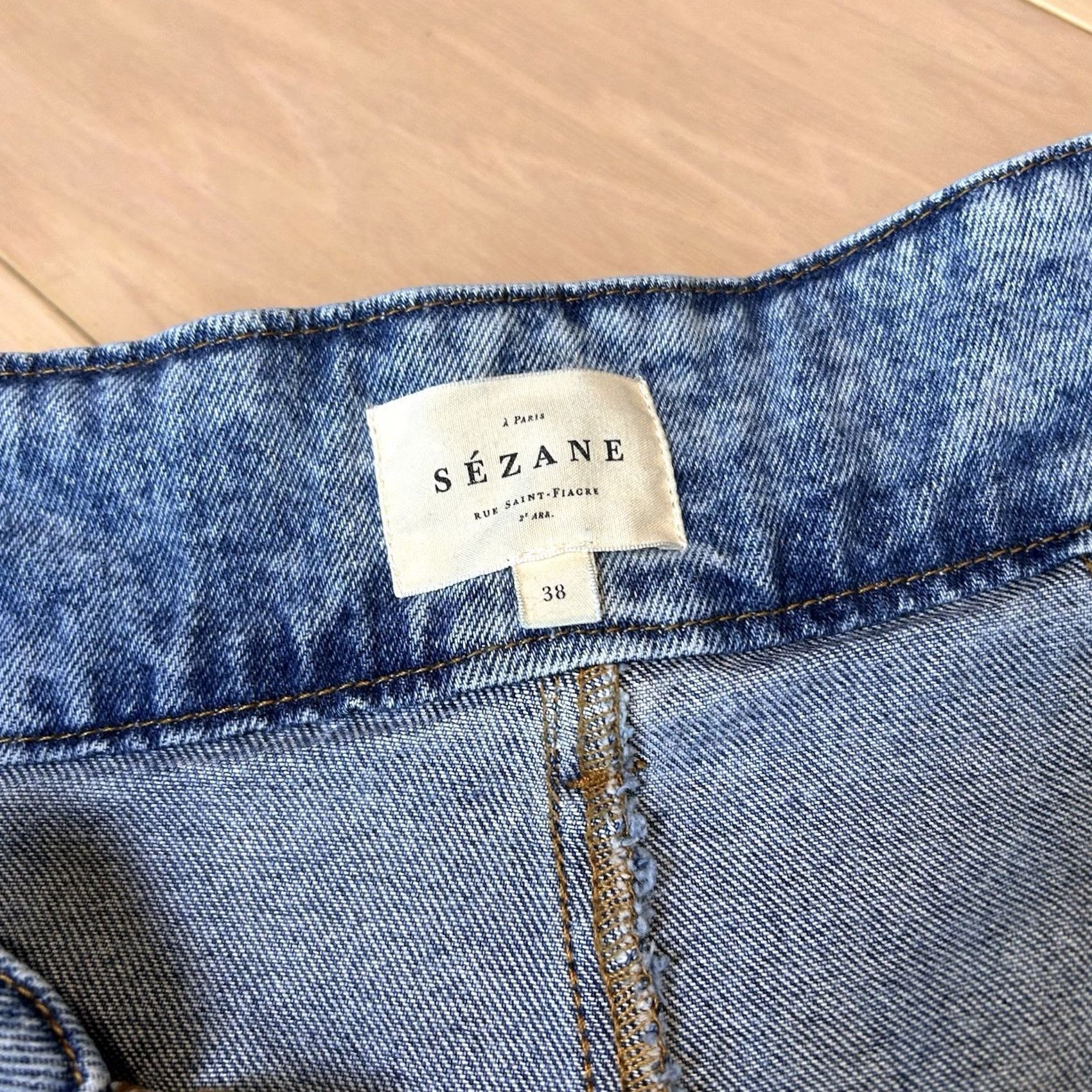 Vintage VINTAGE: No Sézane Austin Trousers Blue Denim Paperbag Tie Waist Women FR 38 Jeans Slim? No Size 26" / US 2 / IT 38 - 6 Thumbnail