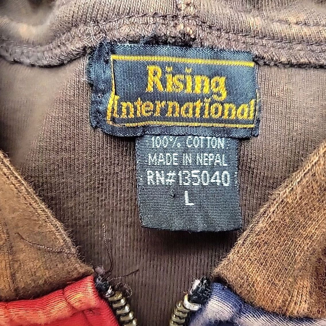 Vintage Rising International Hoodie Women Large Brown Full Zip Patchwork Boho Hippie Size L / US 10 / IT 46 - 4 Thumbnail