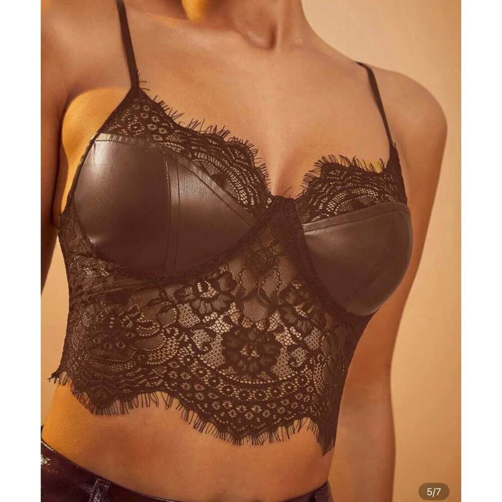 Other New PU leather brown top size S Size S / US 4 / IT 40 - 4 Thumbnail