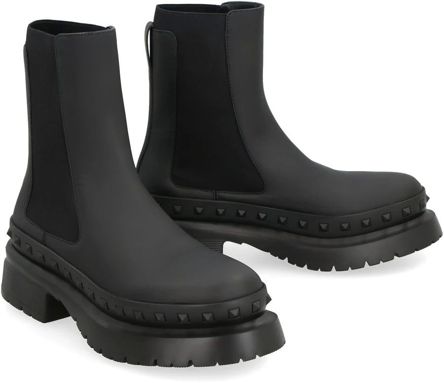 Valentino o1y0525 Leather Ankle Boots in Black Size US 7 / EU 40 - 3 Thumbnail