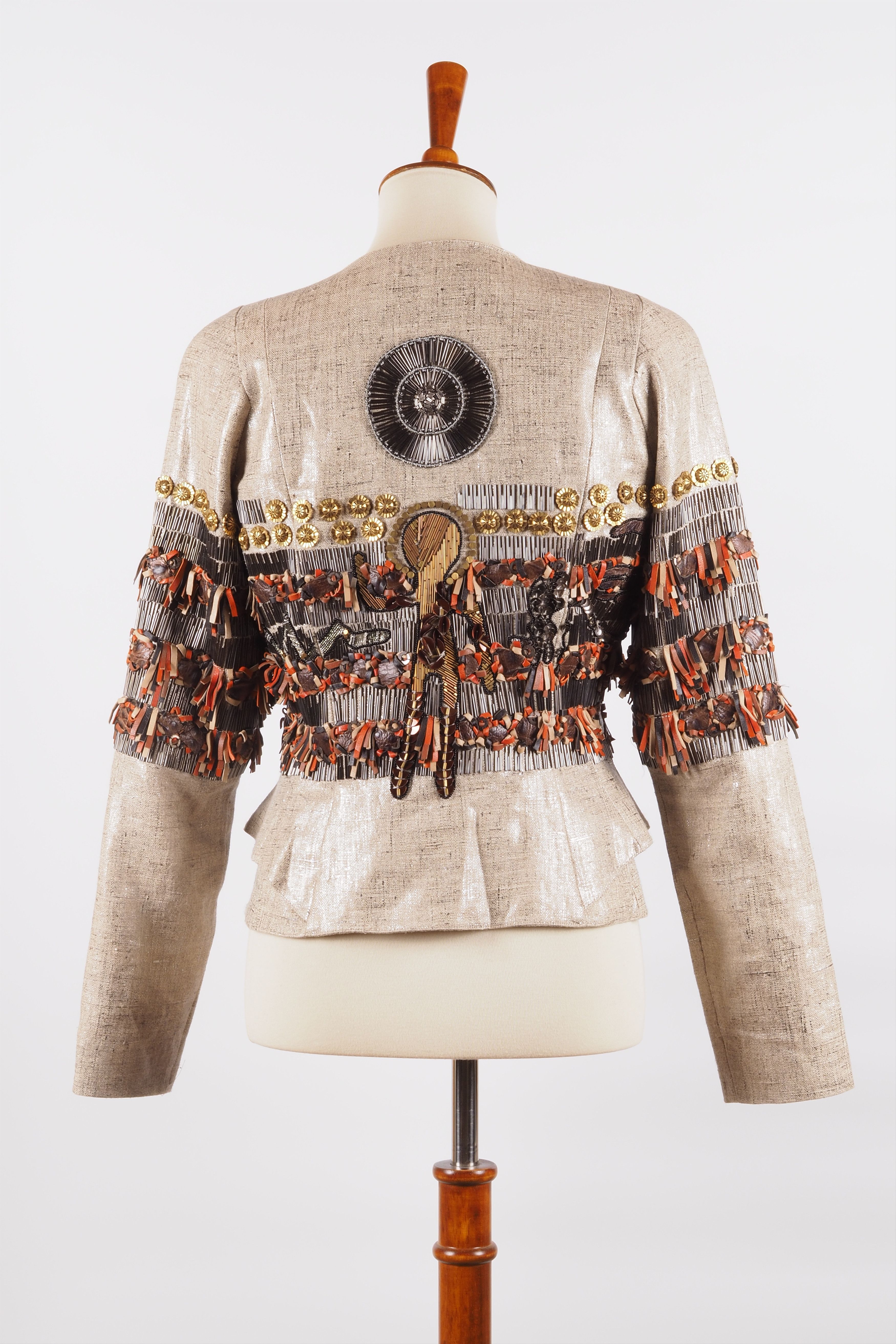 Thierry Mugler Thierry Mugler Vintage Linen Embroidery Metal Blazer Jacket Size S / US 4 / IT 40 - 8 Thumbnail