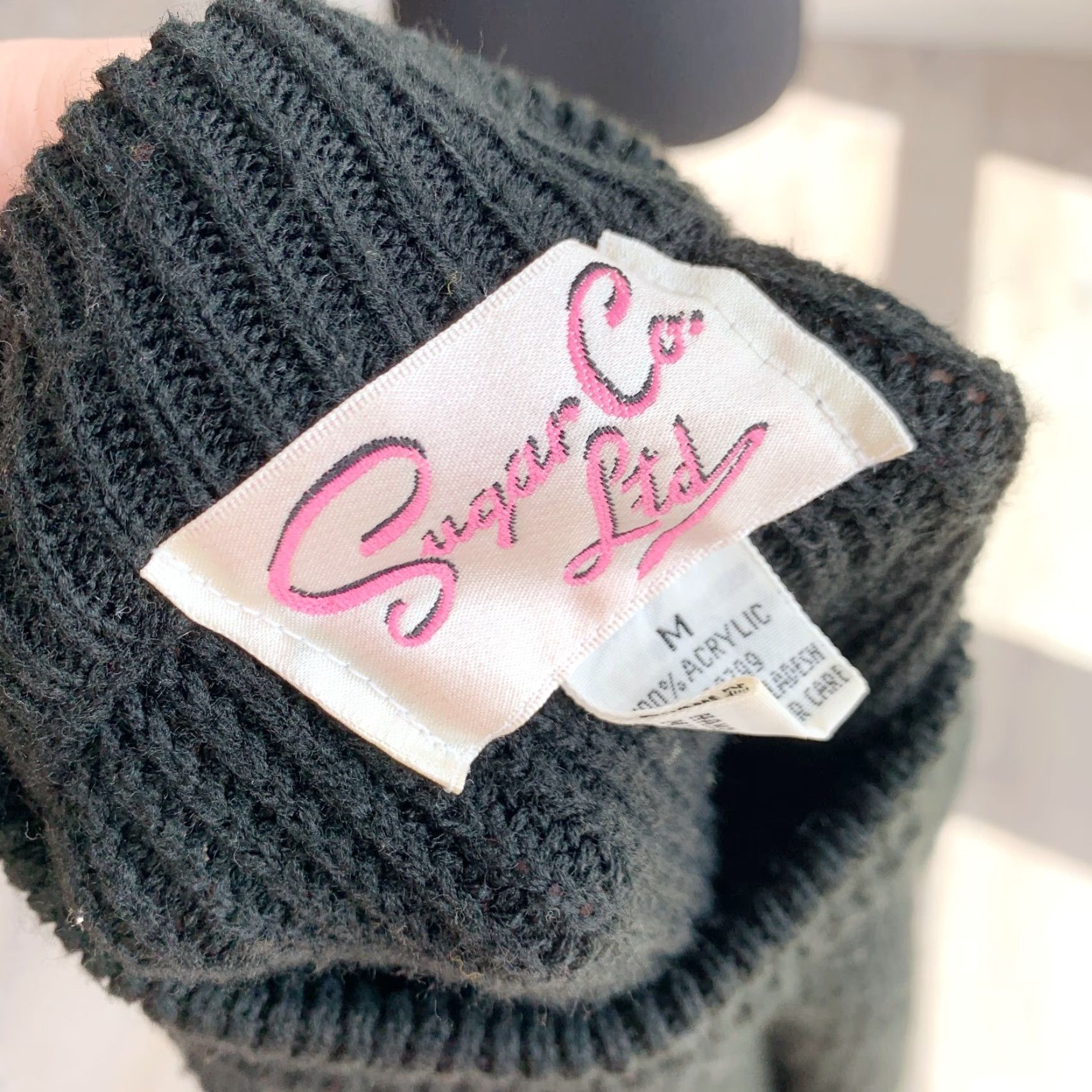 Sugar VINTAGE Sugar Co LTD Chunky Black Crew Sweater Womens M 1980s Knit AA Size M / US 6-8 / IT 42-44 - 5 Thumbnail