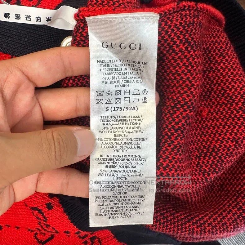 Gucci Red full-printed red-label knitted cardigan coat