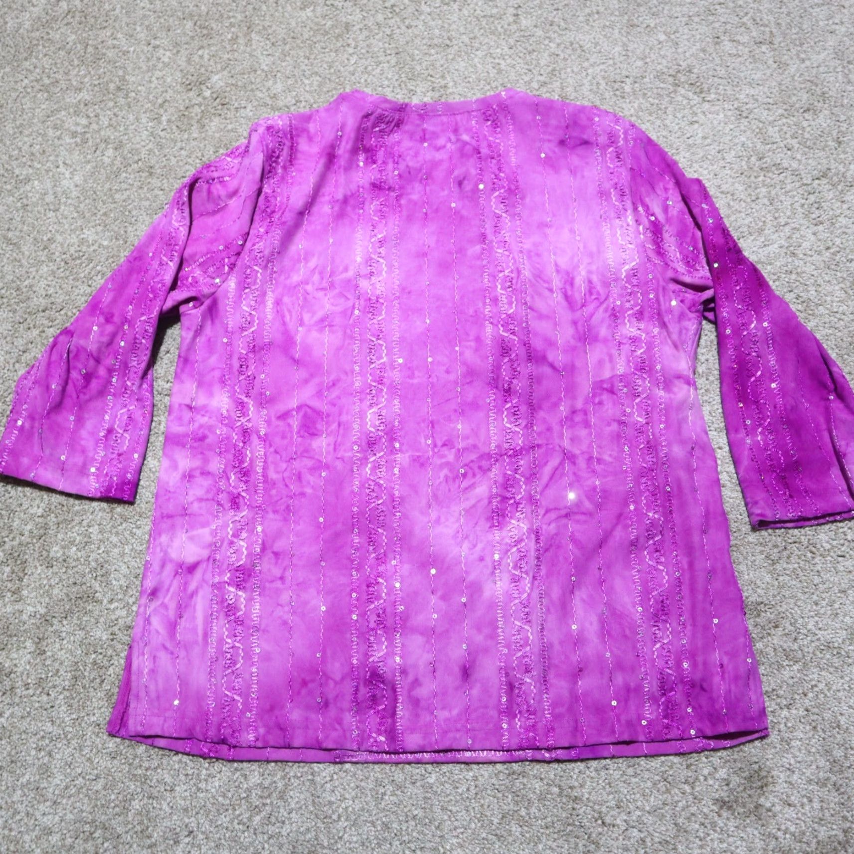 Vintage BonWorth Shirt Adult Women S Purple Blouse With Rhinestone Top Half Sleeve Knit Polyester Round Neck 3/4 Sleeve Casual Workwear 2000s USA Size S / US 4 / IT 40 - 8 Thumbnail