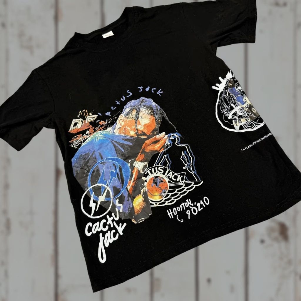 Vintage Cactus Jack Records Shirt Mens Medium Black Graphic Rap Tee Huncho Jack Crew Neck Short Sleeve Cotton Tee Size US M / EU 48-50 / 2 - 1 Thumbnail