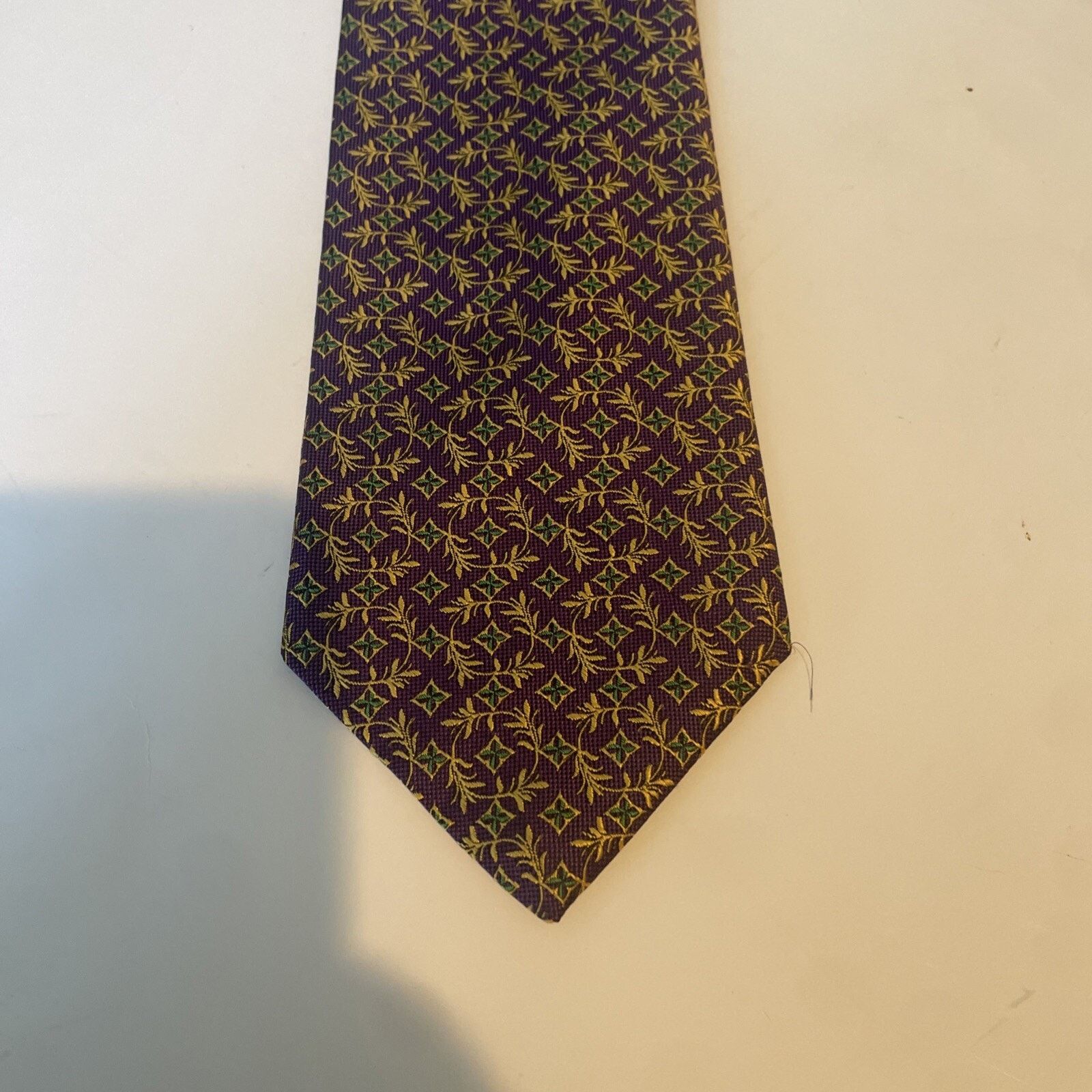 Hickey Freeman HICKEY FREEMAN Men's 100% Silk Tie Purple Green Gold Floral Size ONE SIZE - 1 Thumbnail