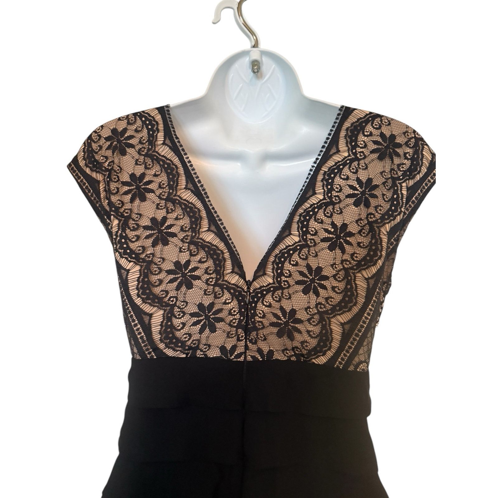 Adrianna Papell Vtg Adrianna Papell Party Black w/Lace Bodice Midi Dress 4 Size S / US 4 / IT 40 - 4 Thumbnail