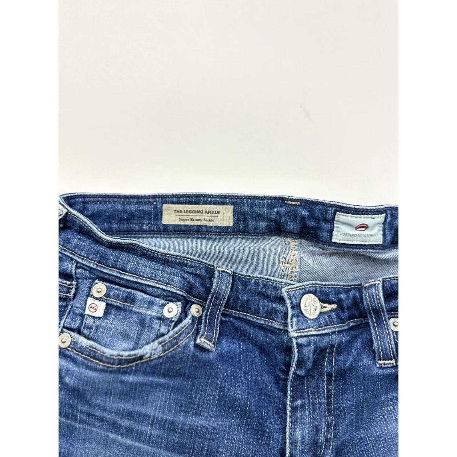 Vintage VINTAGE AG Adriano Goldschmied Jeans Womens 26 Blue The High Rise Abby Ankle Distressed Skinny Hairline-Edge Size 26" / US 2 / IT 38 - 5 Thumbnail