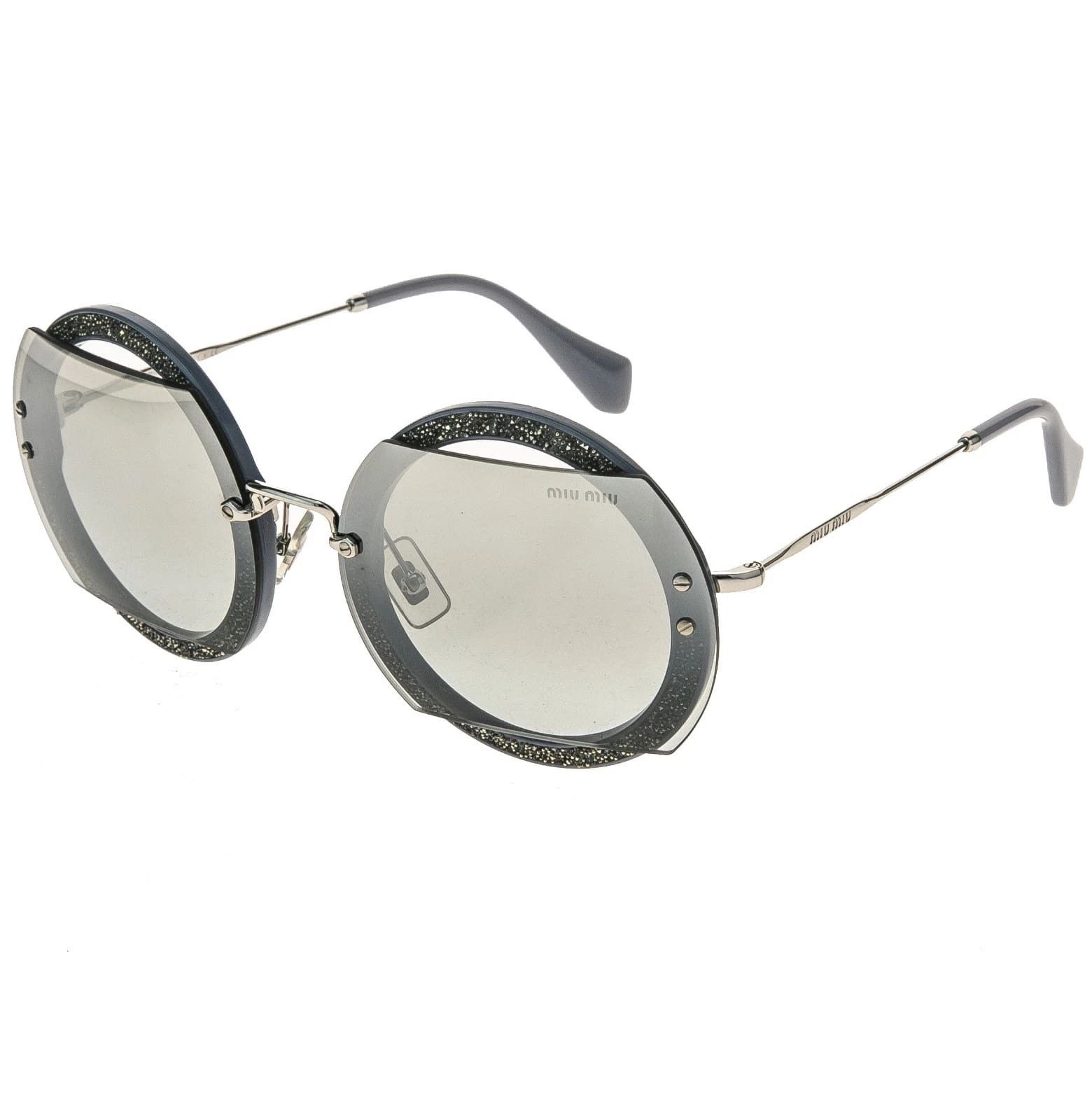 Miu Miu MIU MIU MU06SS REVEAL GLITTER 06S Silver Mirrored Sunglasses Size ONE SIZE - 8 Thumbnail