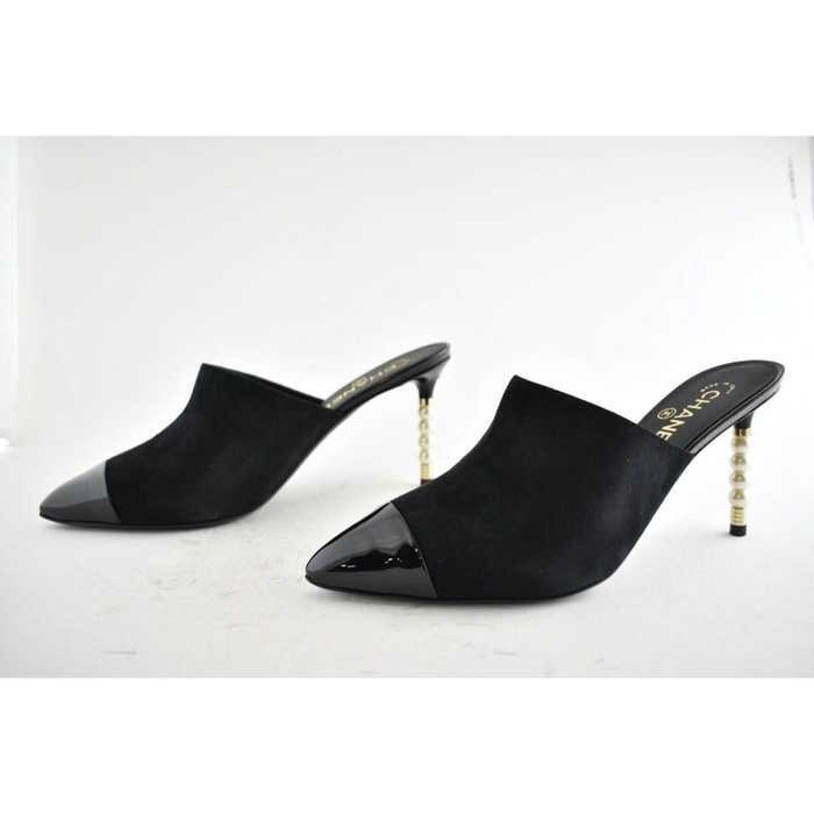 Chanel 20C Paris In Rome Pearl Suede CC Mule Slide Heel Pump 41.5 Size US 11.5 / IT 41.5 - 6 Thumbnail