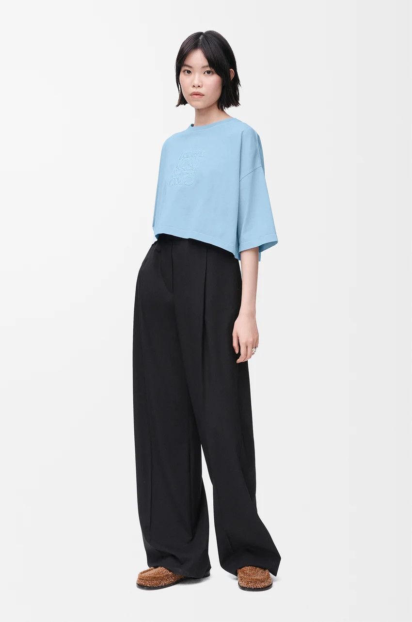 Loewe o1loc1c0525 Cropped T-Shirt in Light Blue Size XL / US 12-14 / IT 48-50 - 2 Thumbnail