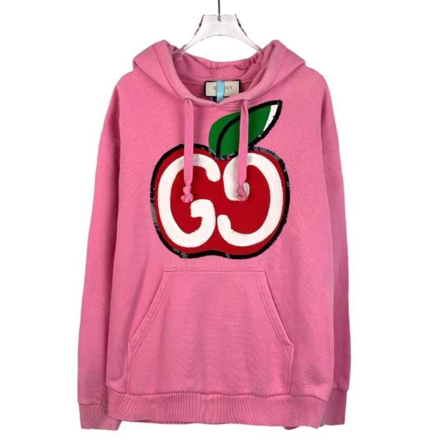 Gucci Gucci GG Apple Print Sequined Hoodie Pink Cotton Long-Sleeve Size S / US 4 / IT 40 - 1 Thumbnail