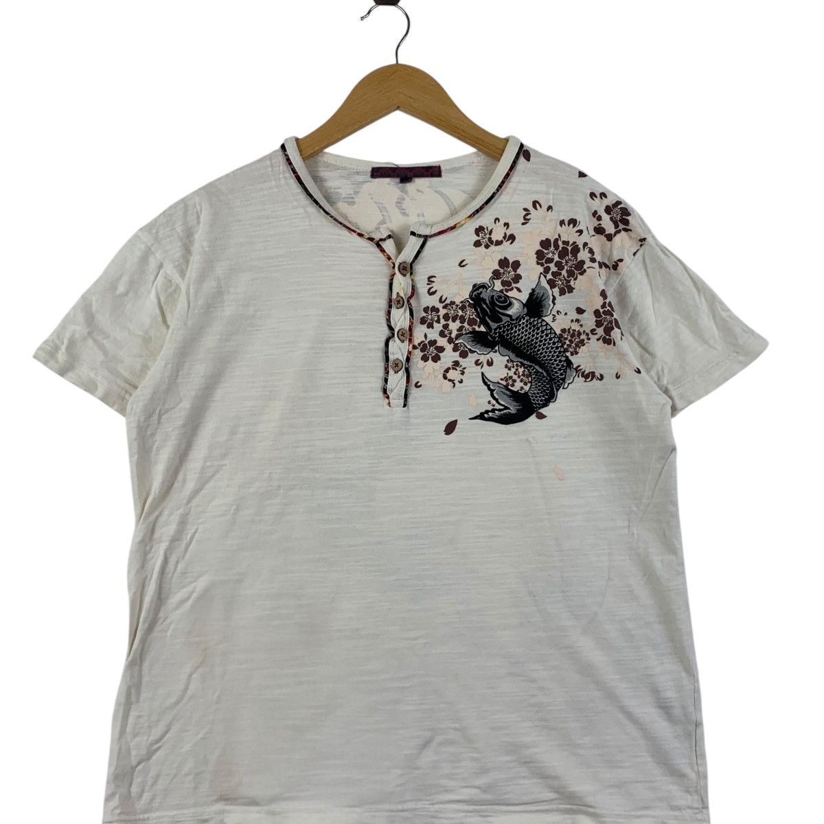 Vintage Vintage JAPAN TRADITIONAL KARAKURI Koi Motion Tee Shirt Size L / US 10 / IT 46 - 3 Thumbnail