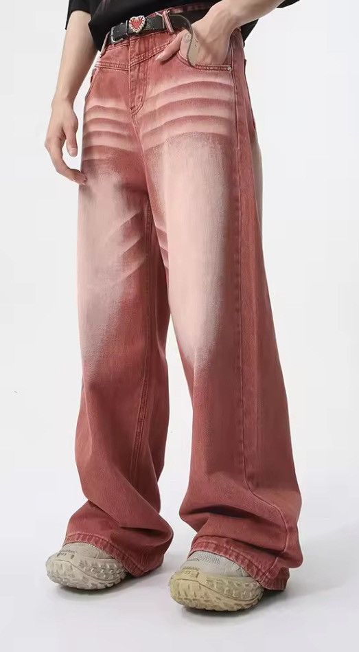 Japanese Brand Retro straight leg wide leg high street jeans Size US 33 - 1 Thumbnail