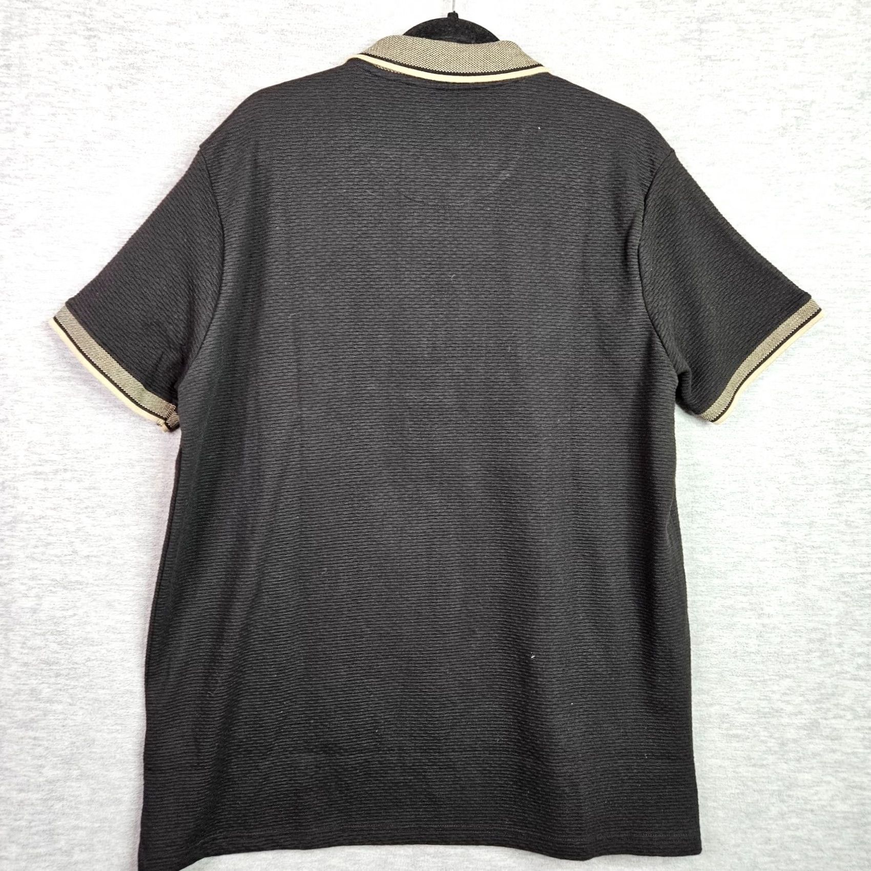 DKNY DKNY Polo Shirt Men’s XL Black Textured Short Sleeve Knit Logo Button Cap Neck Zip Notch Modern Classic Shirt Size US XL / EU 56 / 4 - 2 Thumbnail