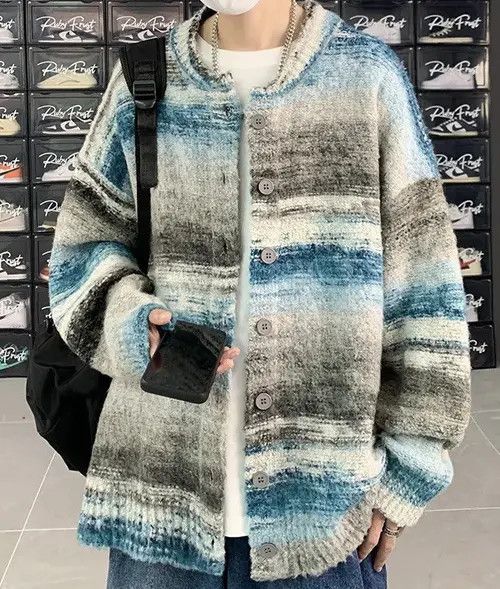 Japanese Brand Loose Knitwear Striped Cardigan Size US L / EU 52-54 / 3 - 2 Thumbnail