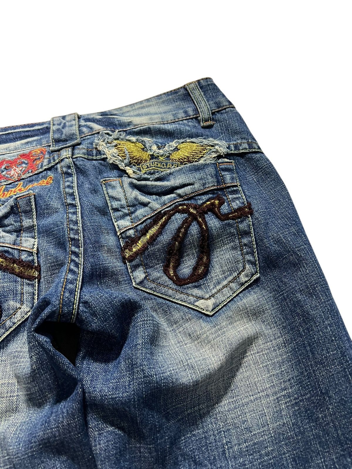 If Six Was Nine × Japanese Brand STUDIO R P&DENIM FLARE JEANS Size 29" - 15 Thumbnail