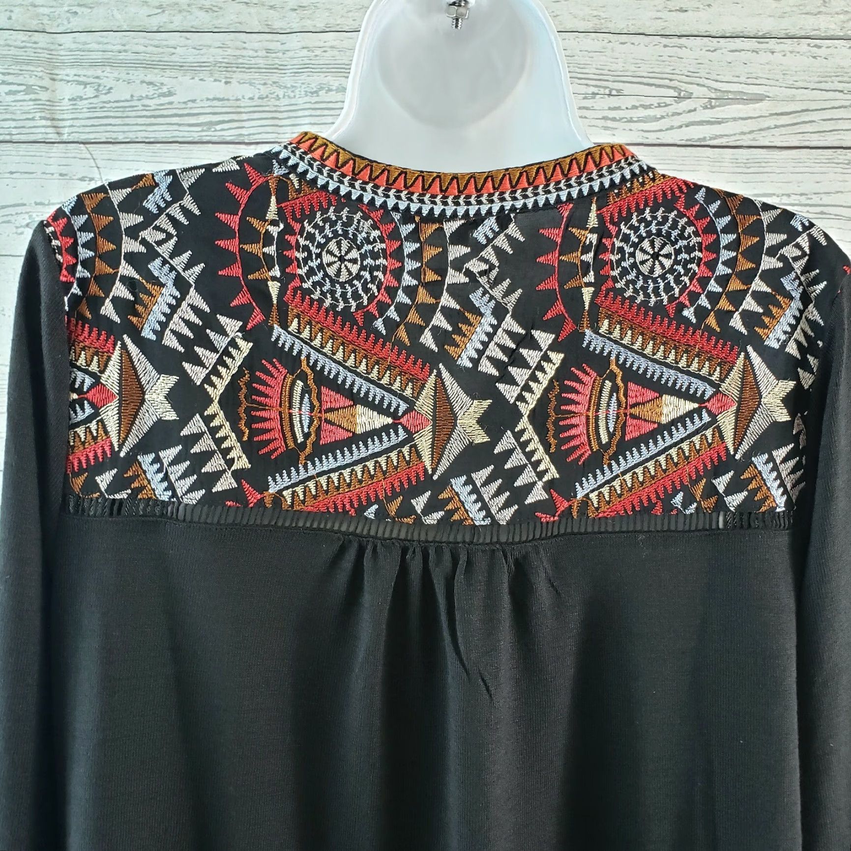Miss Me Miss Me Womens Blouse M Black Red Embroidered Long Sleeve Shirt Size M / US 6-8 / IT 42-44 - 4 Thumbnail