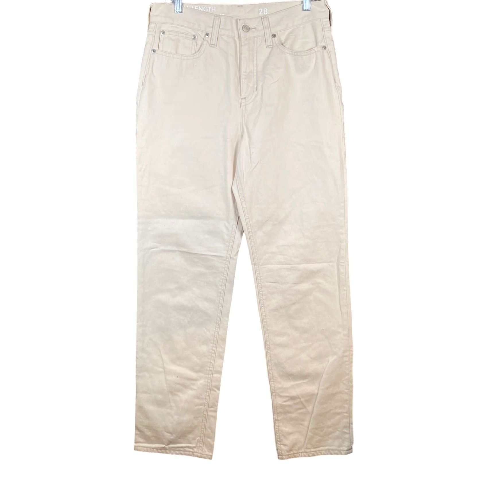 J.Crew J.Crew Jeans Cream Full Length Straight 100% Cotton 28 Womens Casual Momcore Normcore Streetwear 5-Pocket Denim Zip Button Size 28" / US 6 / IT 42 - 2 Thumbnail