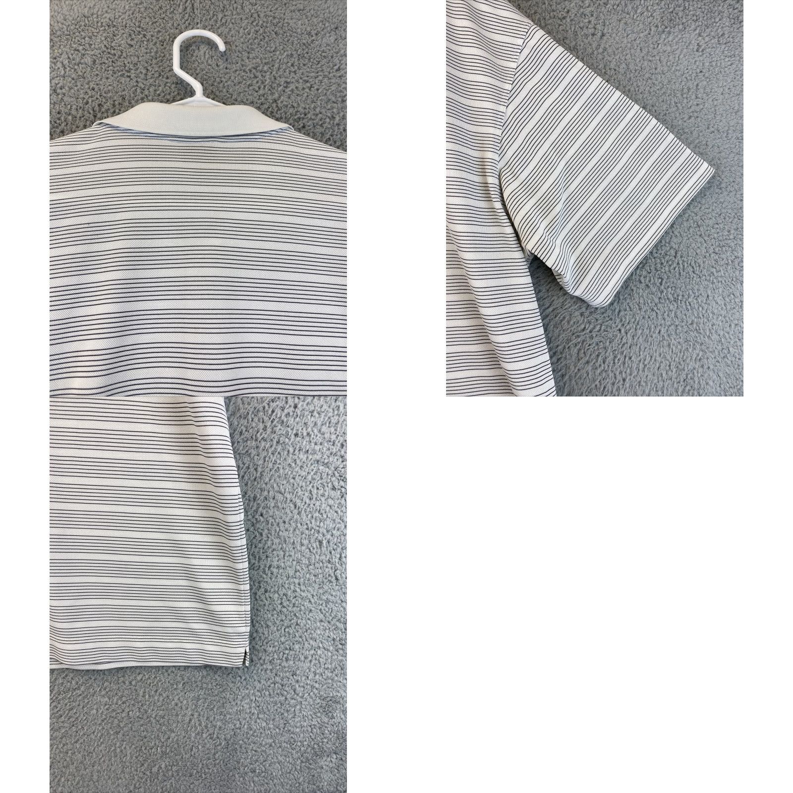 Nike Nike Dri-Fit Fit DRY Stripes Golf Polo Shirt Textured White Mens XL 65-9 Nike Golf Polo Shirt Striped White Textured Nike Dri-Fit XL Mens Size US XL / EU 56 / 4 - 8 Thumbnail