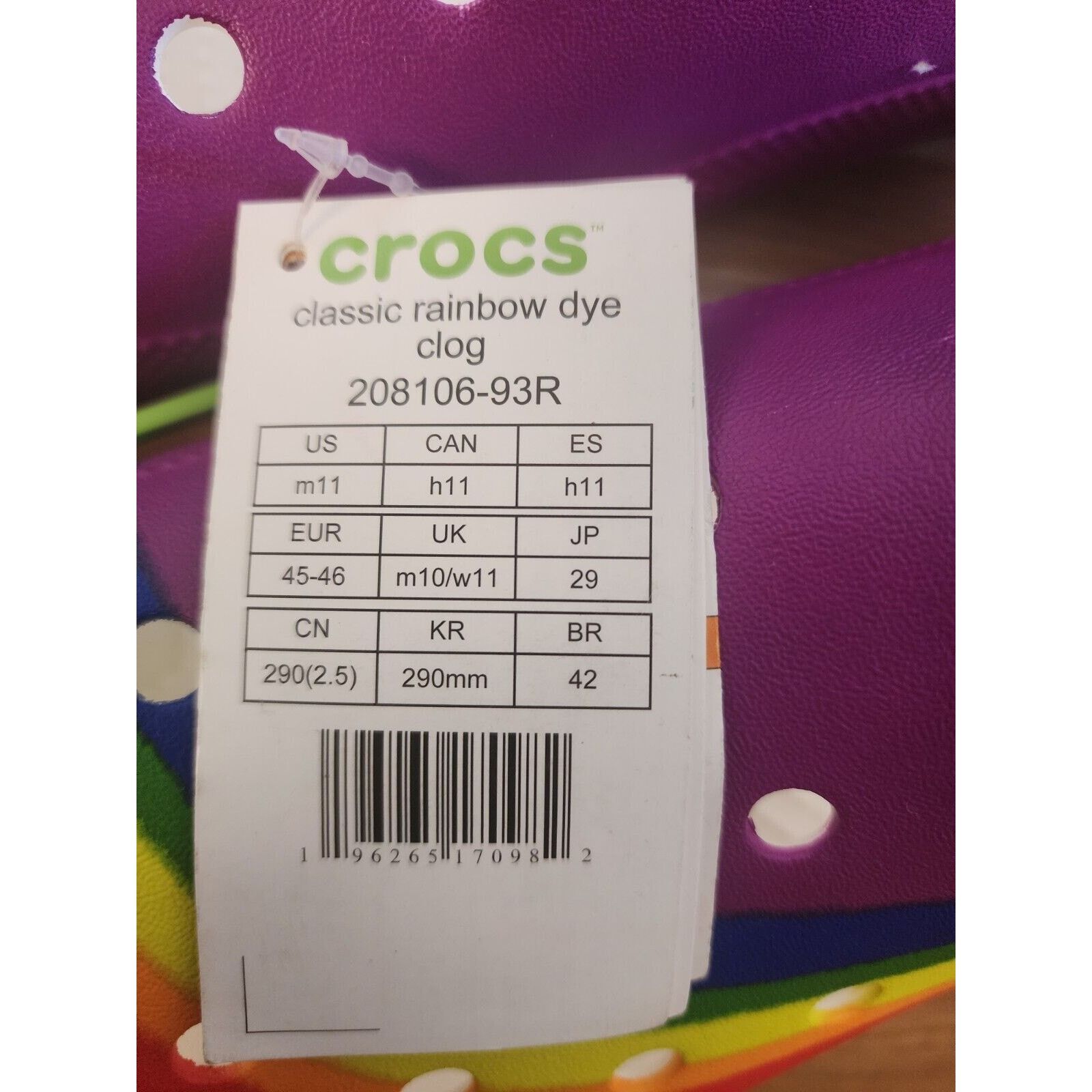 Crocs Crocs Classic Rainbow Dye Clog M11/W13 Pride Size US 11 / EU 44 - 6 Thumbnail