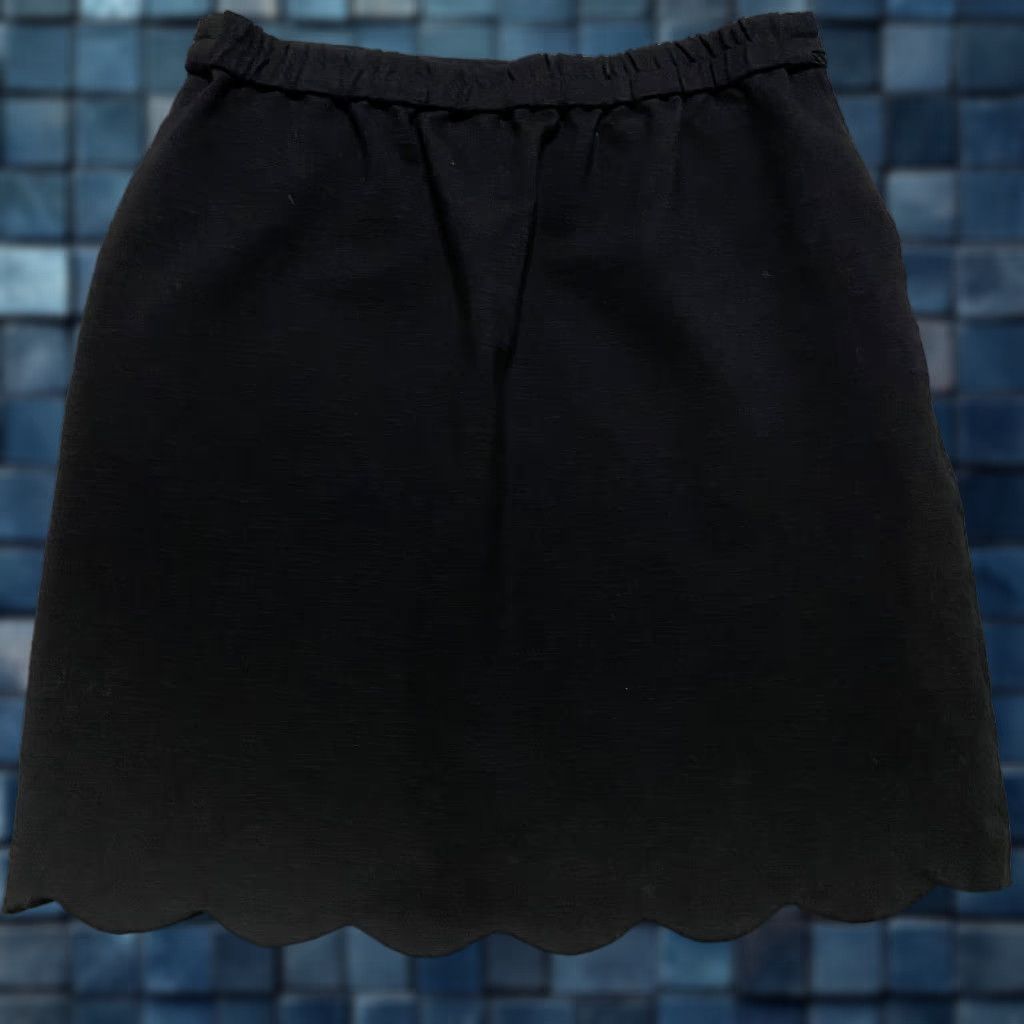 Vintage Skies are Blue Skirts Womens Small Black Knit Scalloped Hem Pockets Mini Size 28" / US 6 / IT 42 - 1 Thumbnail