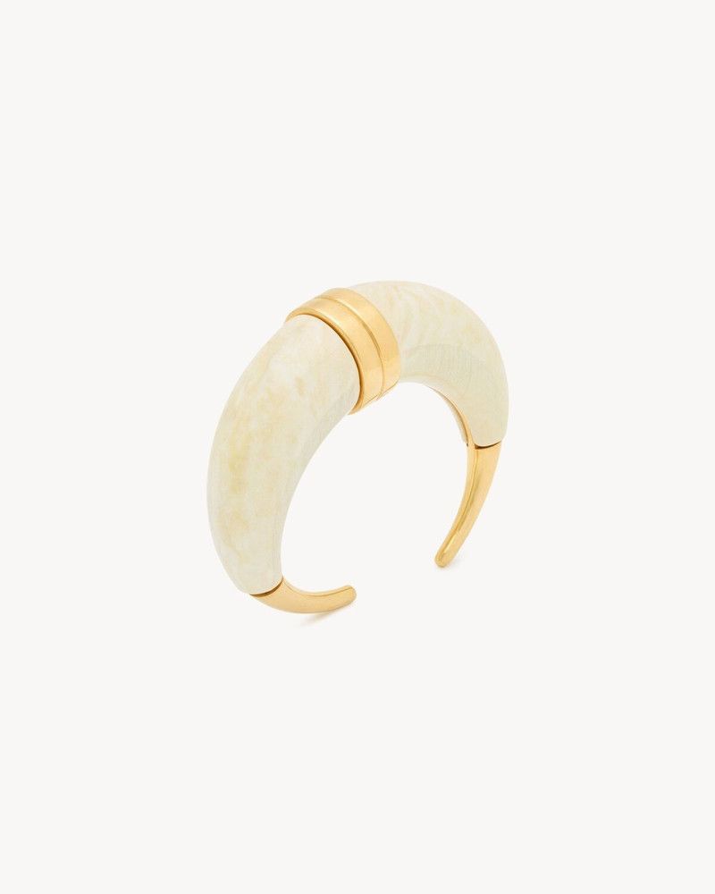 Saint Laurent Paris o1bcso1str0226 Size:S/Horn Cuff In Resin in White Size ONE SIZE - 1 Thumbnail