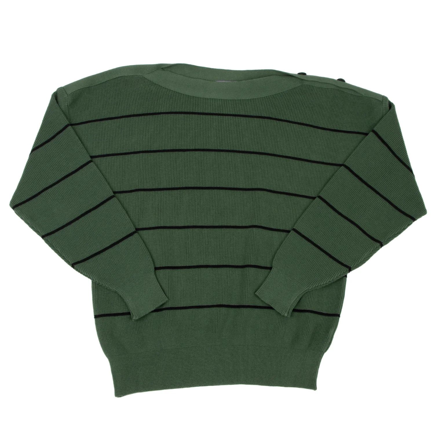 Issey Miyake Shoulder Button Striped Knit Sweater Green Black F Size US M / EU 48-50 / 2 - 1 Thumbnail