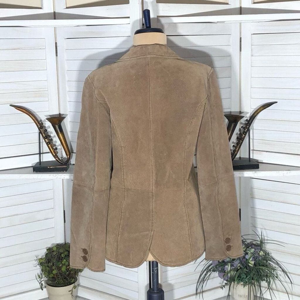 Vintage Y2K Blazer Coat Genuine Suede Leather Lined Camel Brown M Size L / US 10 / IT 46 - 14 Thumbnail