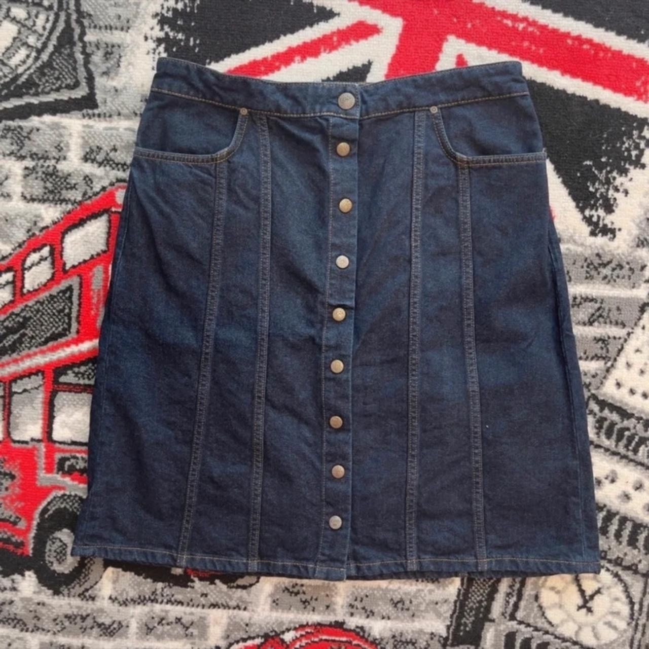 Lee Lee 70s Button Up Denim Skirt Size W32 Navy vintage style Size 32" / US 10 / IT 46 - 2 Thumbnail