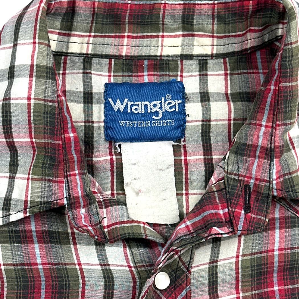 Wrangler VINTAGE Wrangler Shirt Western Red Plaid Pearl Snap 90s Adult Large Mens Shirt Size US L / EU 52-54 / 3 - 5 Thumbnail