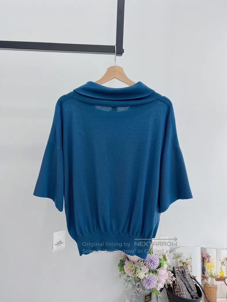 Hermes Hermes Large round sheep cashmere short sleeves Size XS / US 0-2 / IT 36-38 - 2 Thumbnail