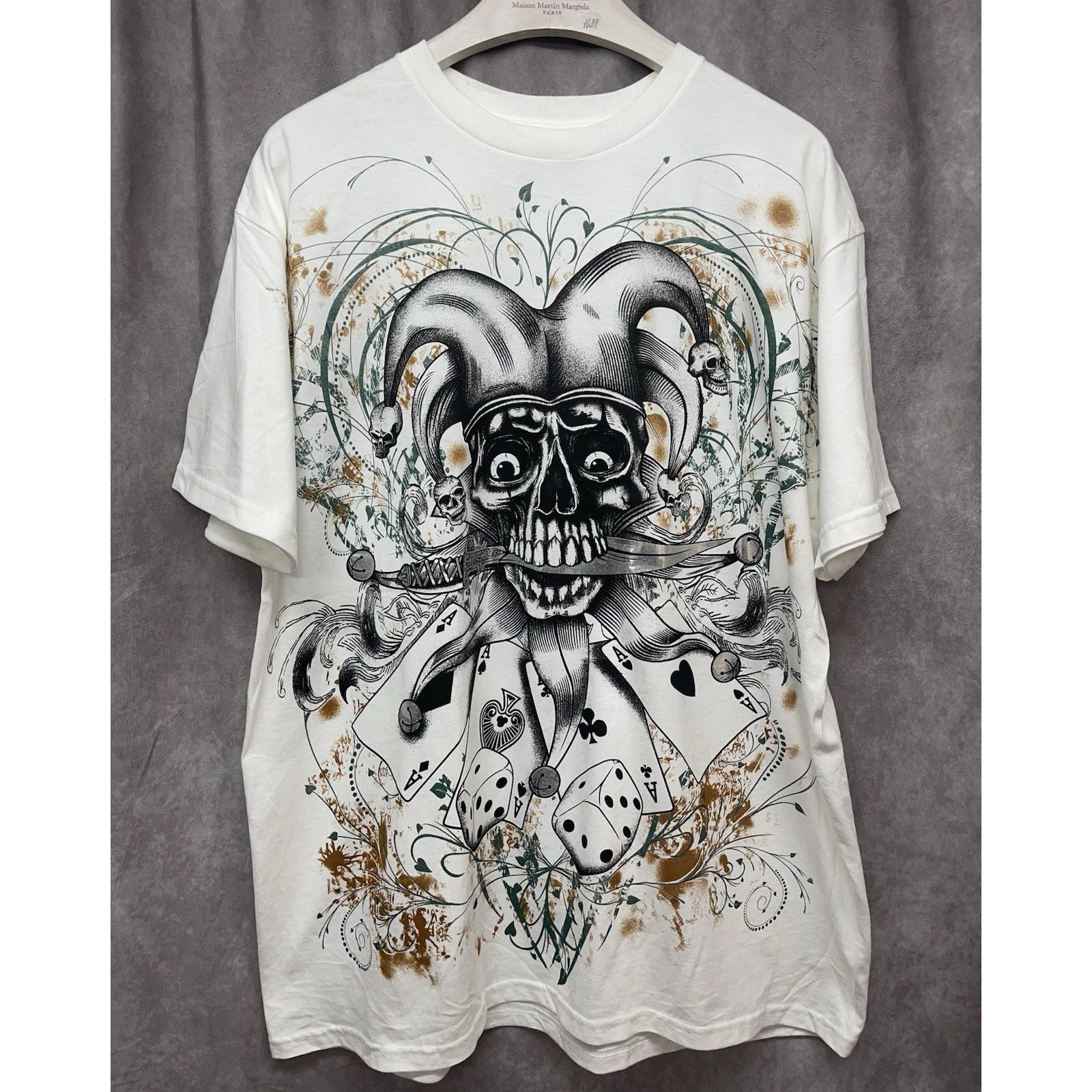 Fruit Of The Loom Vintage Y2K Joker Skull Gambling AOP Grunge T-Shirt Adult Si Size US XL / EU 56 / 4 - 1 Thumbnail