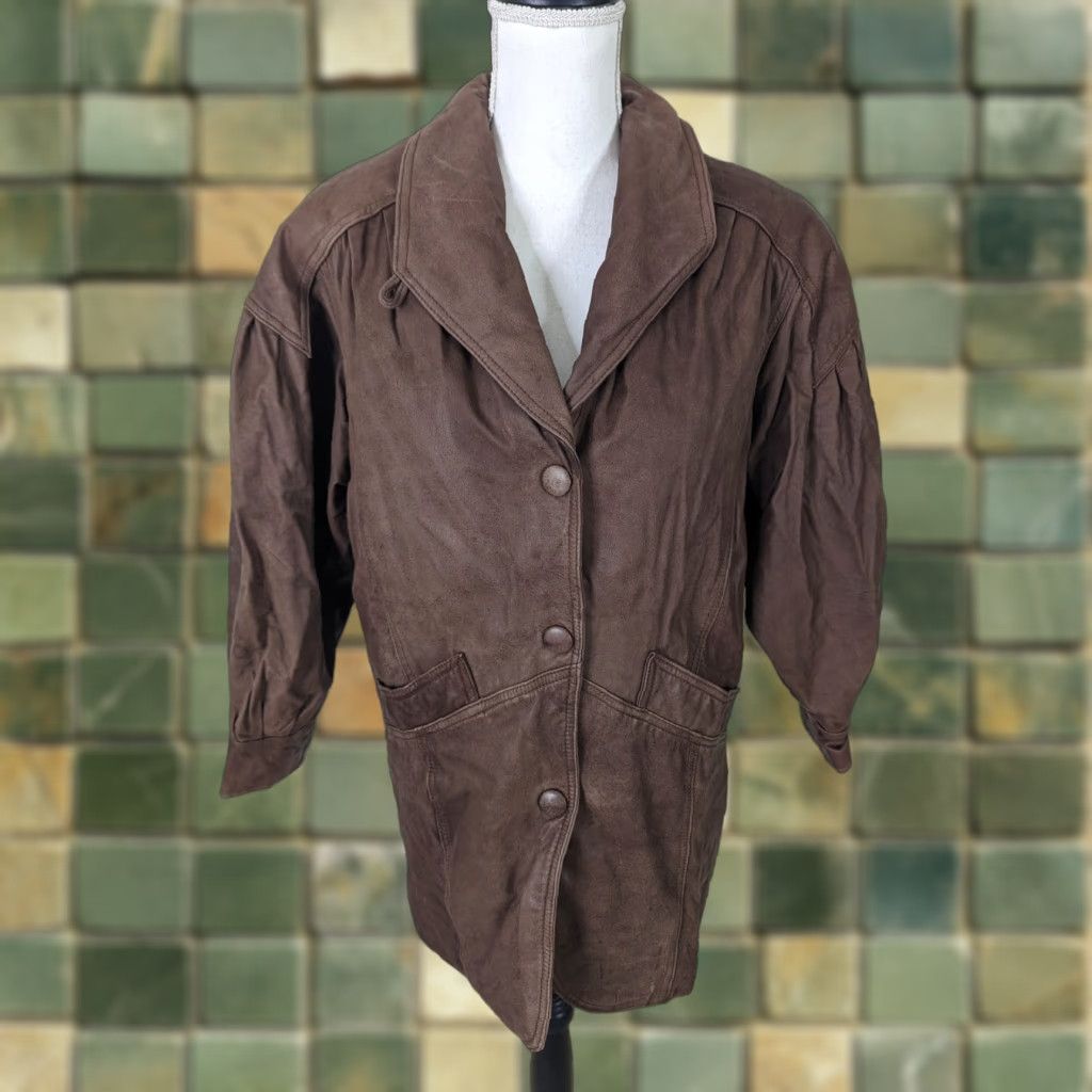 Vintage VINTAGE Leather Jacket Womens XS Brown Bomber Coat Thinsulate Jacket, Trench style Size XS / US 0-2 / IT 36-38 - 1 Thumbnail